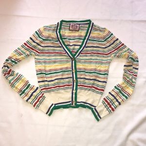 New Cardigan sweater button up size small striped